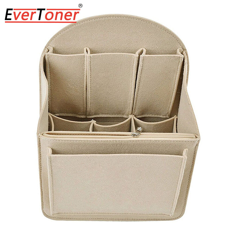 EverToner Backpack Insert Storage Bags Travel Organizer Felt Bag Insert Cosmetic Bag with Multi-Pockets Student Backpack Liner Bag
